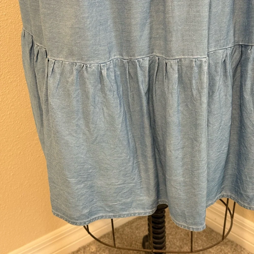 Torrid Mini Chambray Tiered Shirt Dress
Size 2X 
Color: Medium Wash - Picture 6 of 12